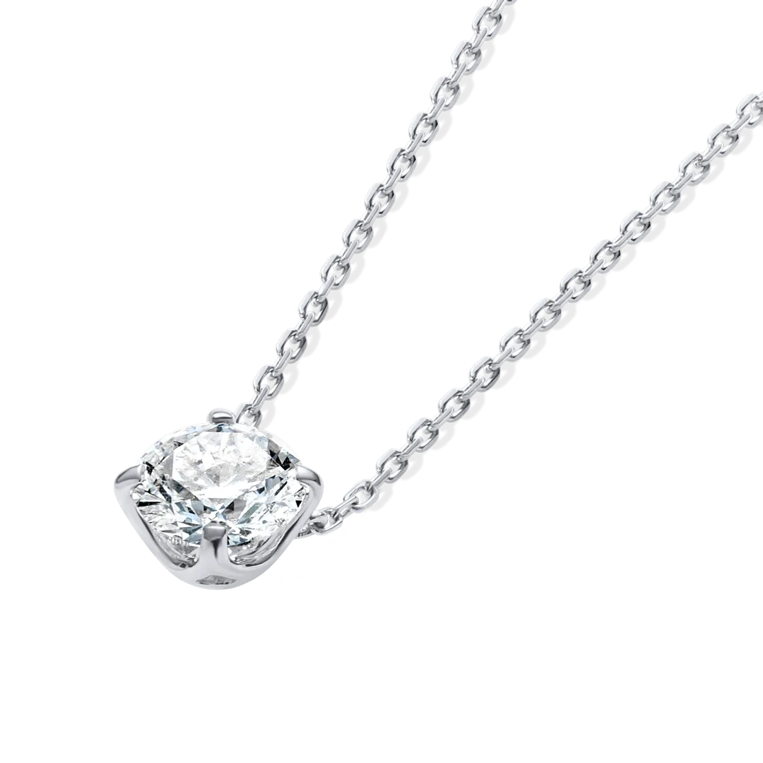 0.7ct Round Diamond Pendant White Gold