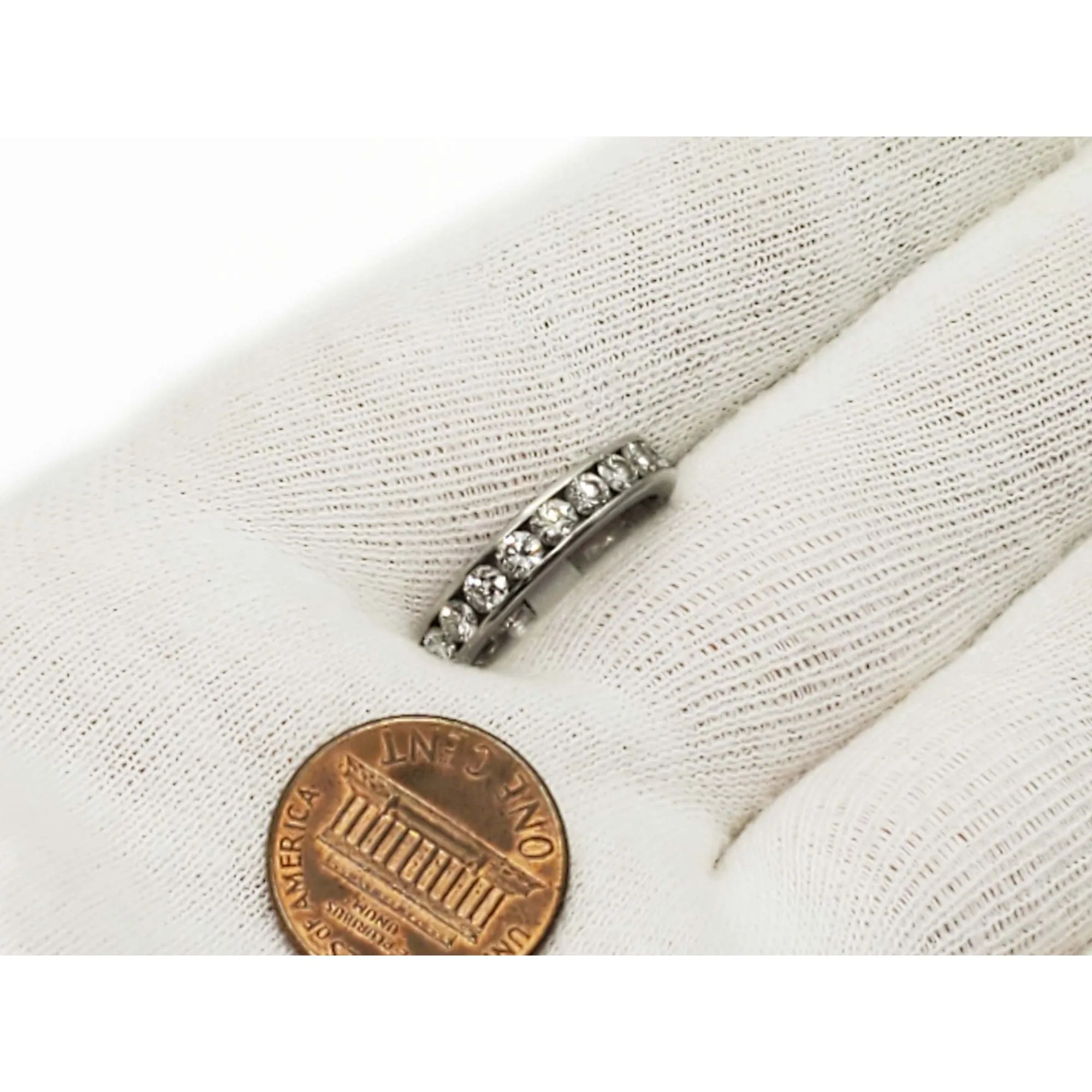 1 ctw Natural Diamond Channel 4mm Band Ring Platinum Size 7