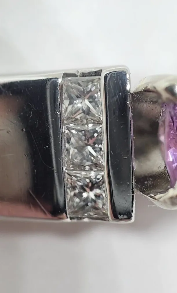1.1ct tw Purple Sapphire & Diamond Platinum Ring, Size 11