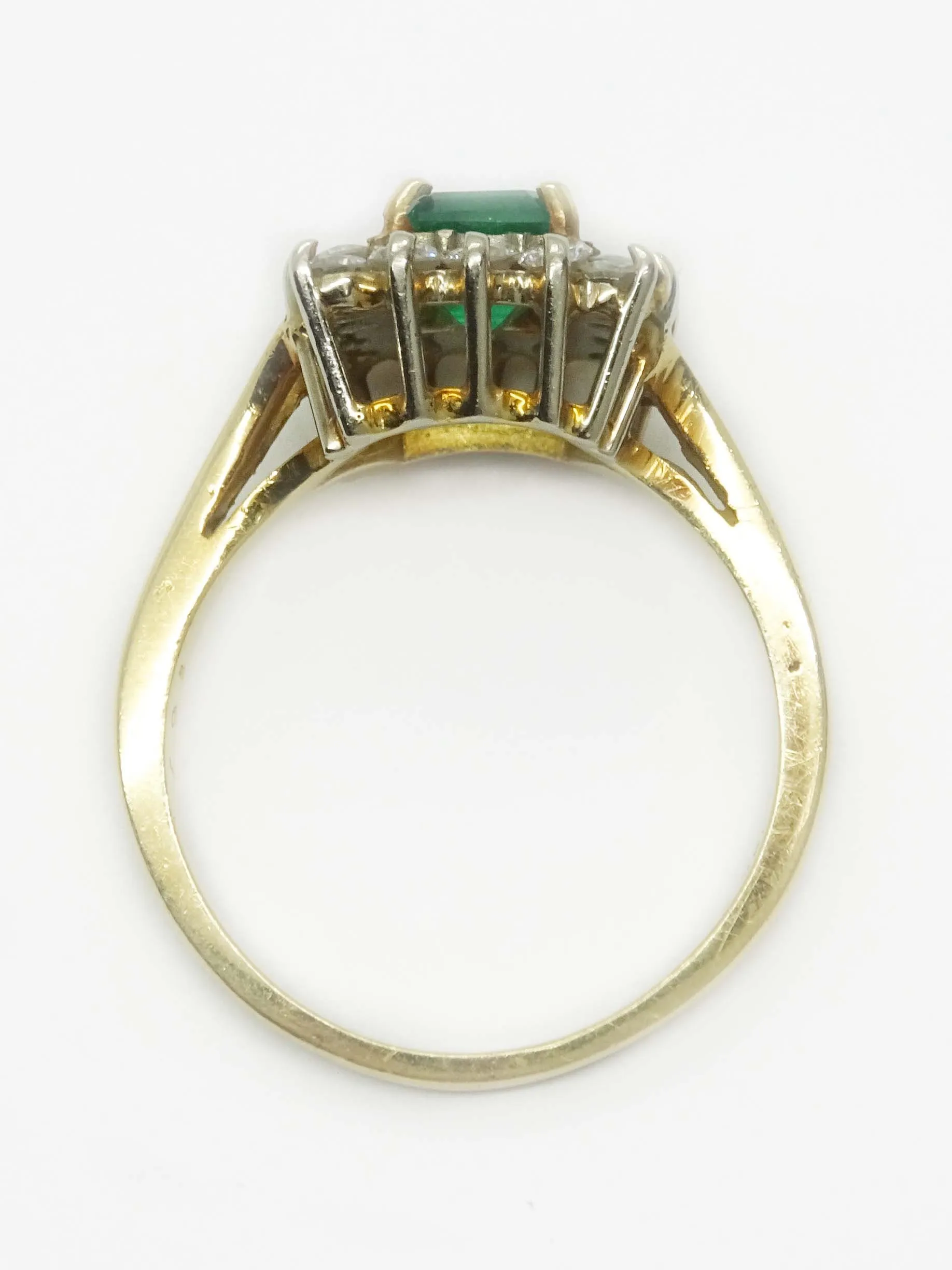 1.47ct tw Square Natural Emerald & Diamond Halo Ring 18k Gold Size 7.25