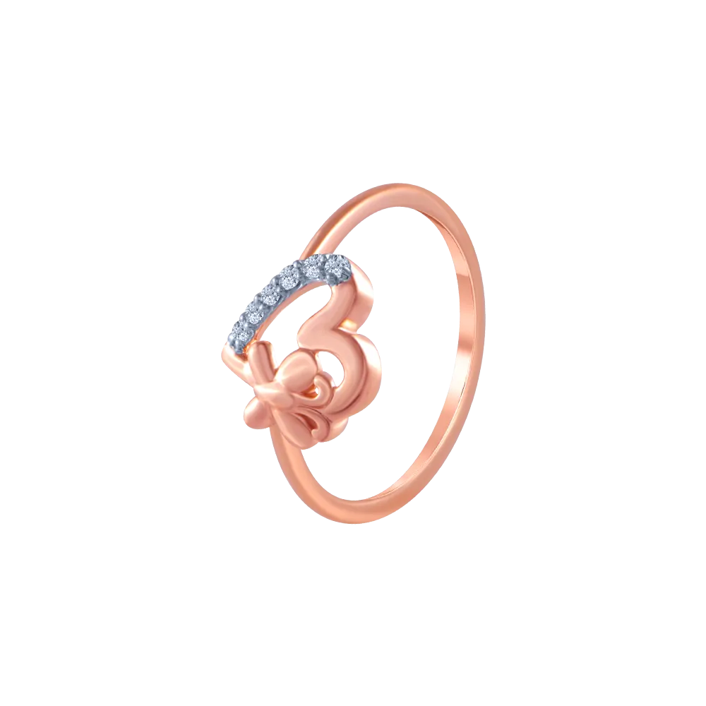 14k (585) Rose Gold And Diamond Ring For Women