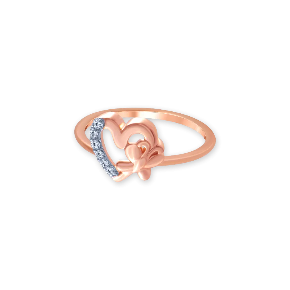 14k (585) Rose Gold And Diamond Ring For Women