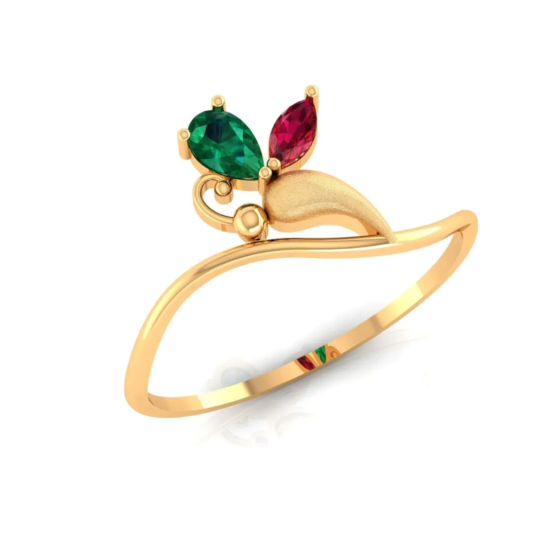 14K Exquisite Stone Studded Colorful Elegance Yellow Gold Ring for Women -