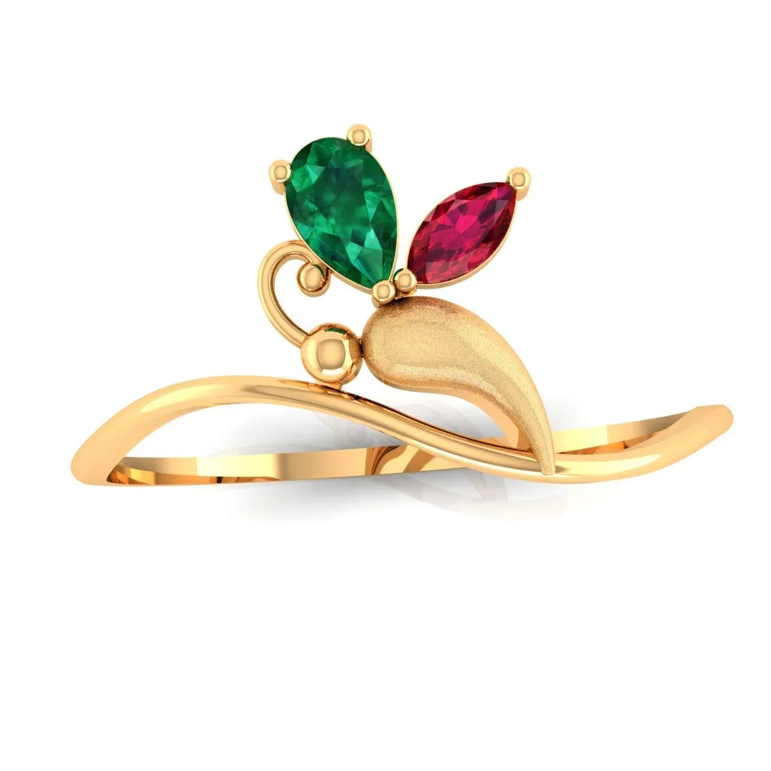 14K Exquisite Stone Studded Colorful Elegance Yellow Gold Ring for Women -