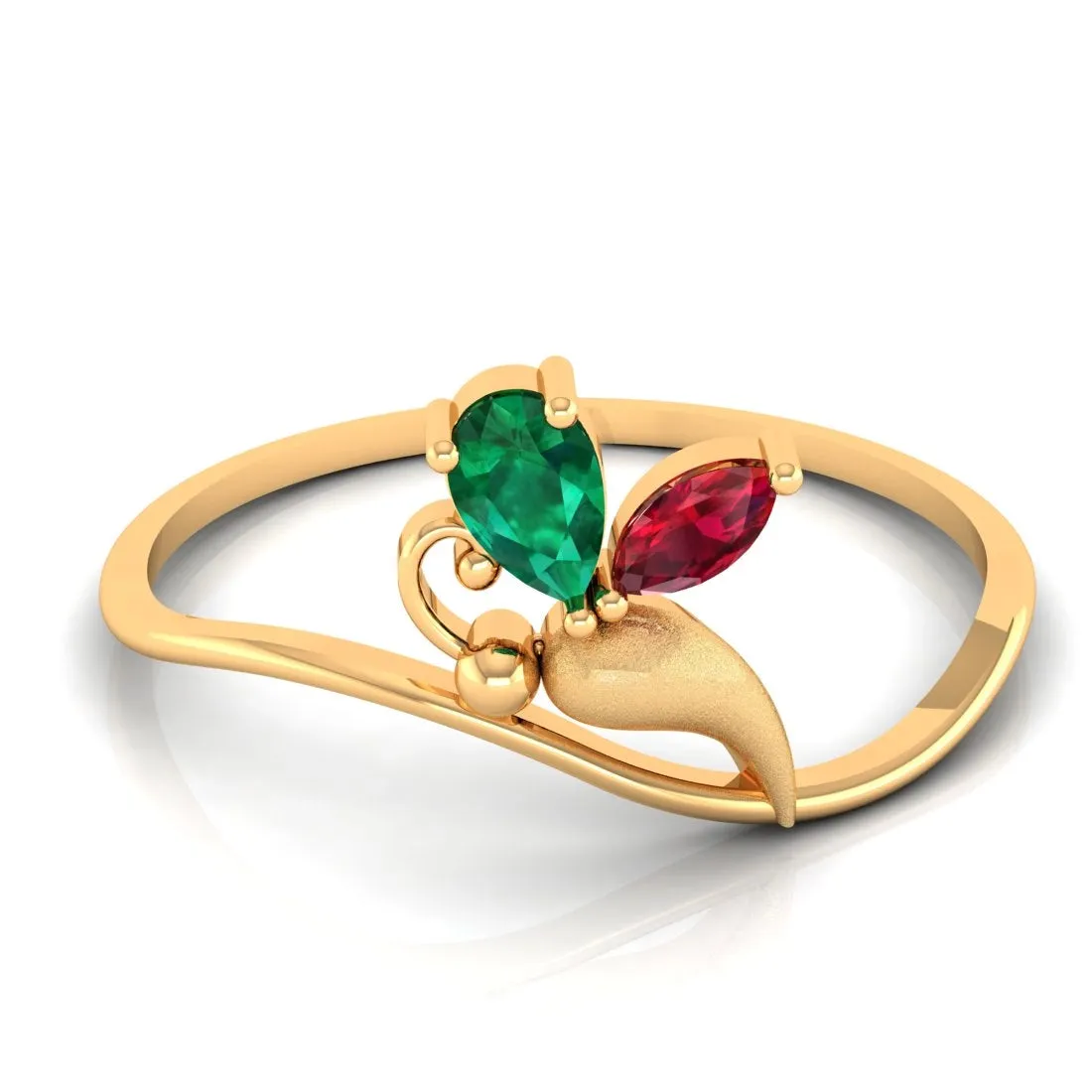 14K Exquisite Stone Studded Colorful Elegance Yellow Gold Ring for Women -