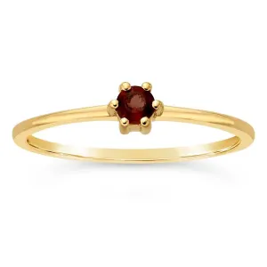 14K Gold 3mm Round Garnet-Set Ring