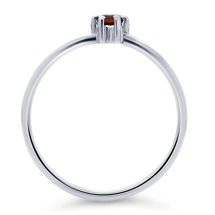14K Gold 3mm Round Garnet-Set Ring