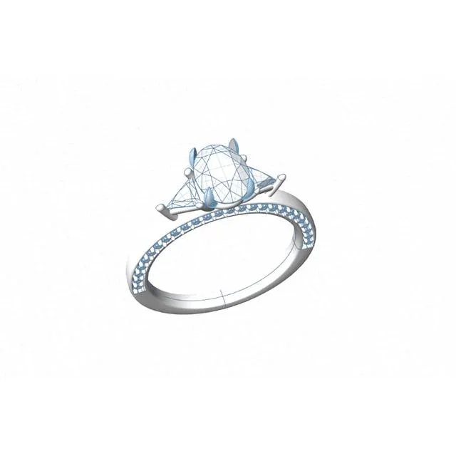 14K Gold 4 Claw Prongs Three-stone Engagement Ring with Lab-grown Diamonds