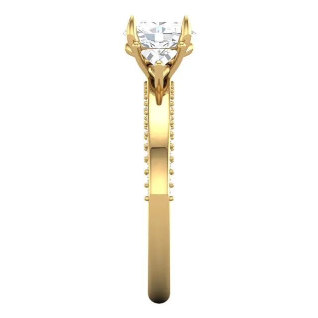 14K Gold 4 Claw Prongs Three-stone Engagement Ring with Lab-grown Diamonds