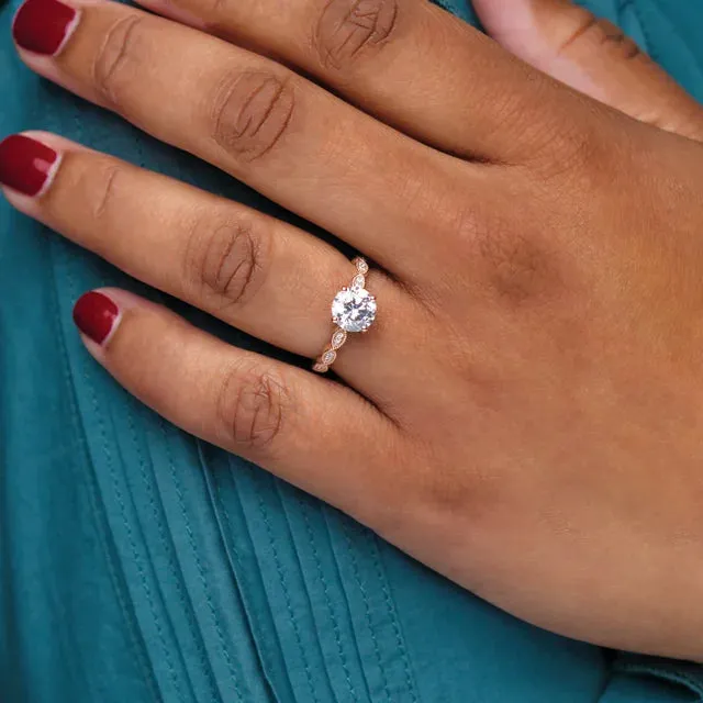 14K Gold 6.5 mm Round Solitaire Vintage-inspired Engagement Ring