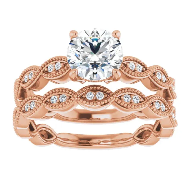 14K Gold 6.5 mm Round Solitaire Vintage-inspired Engagement Ring