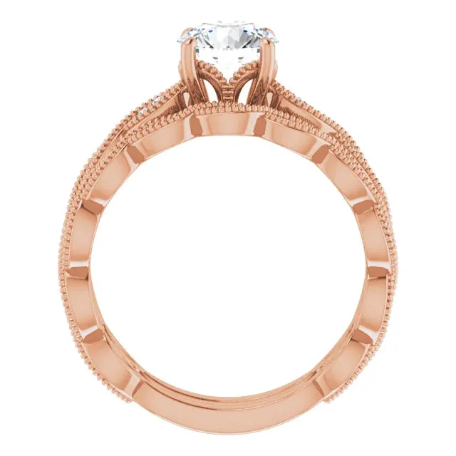 14K Gold 6.5 mm Round Solitaire Vintage-inspired Engagement Ring