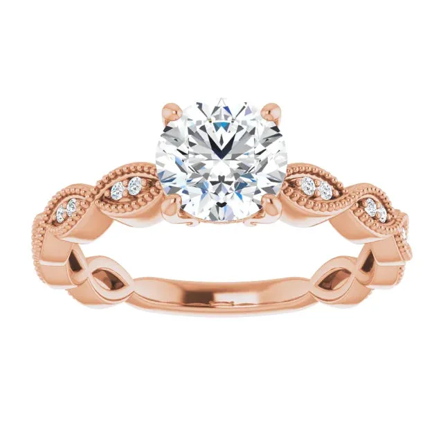14K Gold 6.5 mm Round Solitaire Vintage-inspired Engagement Ring