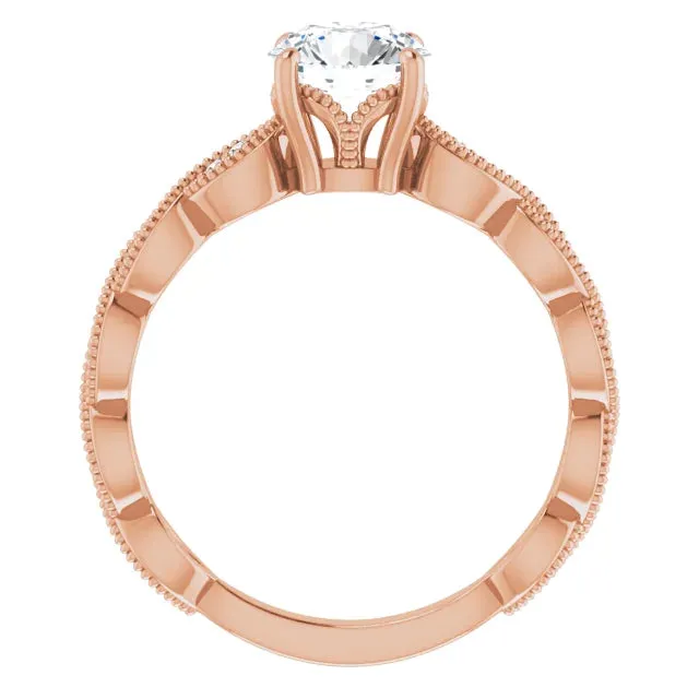 14K Gold 6.5 mm Round Solitaire Vintage-inspired Engagement Ring