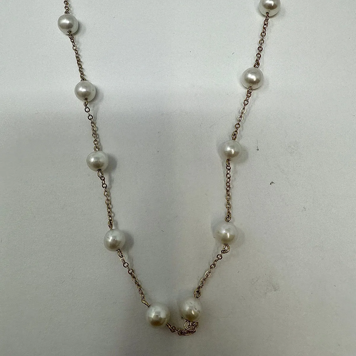 14K Gold Chain Necklace with Freshwater Pearls