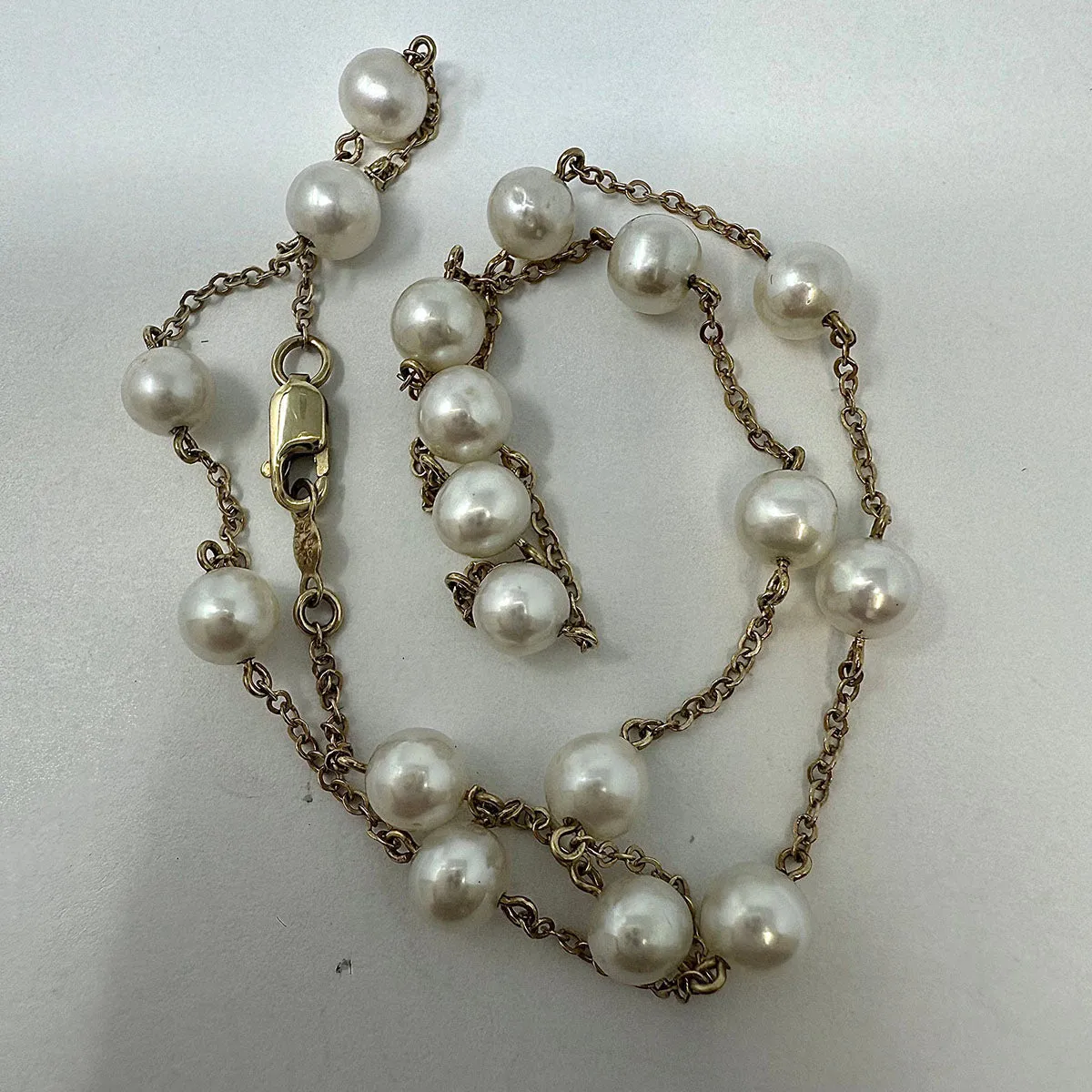 14K Gold Chain Necklace with Freshwater Pearls