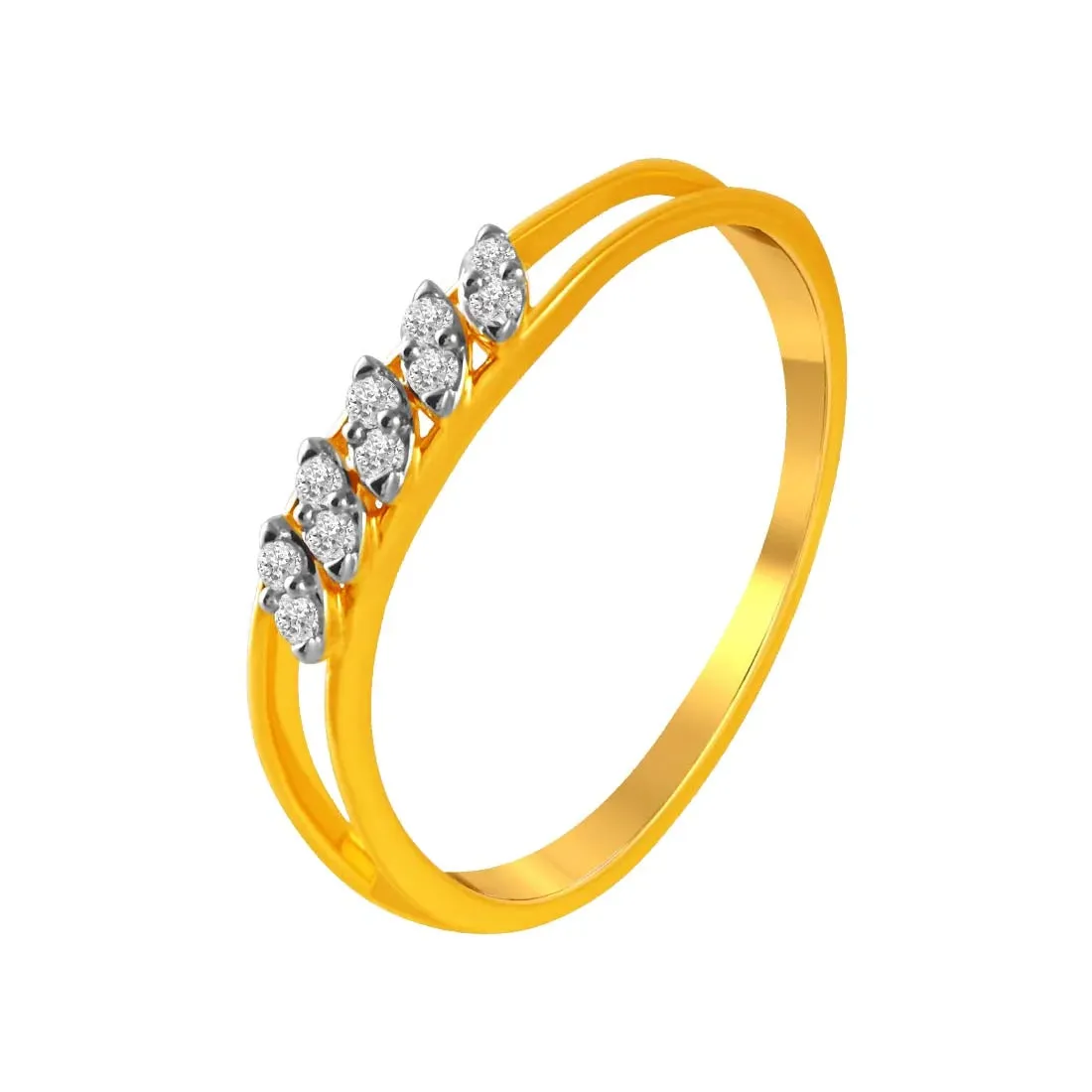 14K Gold Ring With A Conjoined Five Leaf Pattern In The Centre