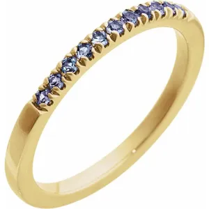 14K Yellow Gold June Birthstone Round Alexandrites Band Ring