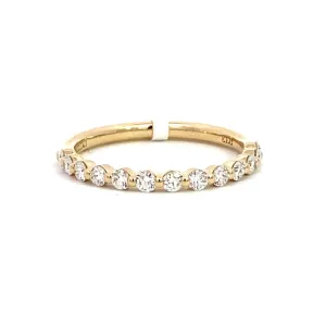 14K Yellow Gold Single Prong Half Anniversary Natural Diamonds Band