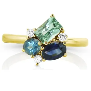 14K Yellow Gold 'Tesserae' Blue Lupin Cluster Ring