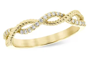 14K Yellow Gold Twisted Natural Diamonds Ring