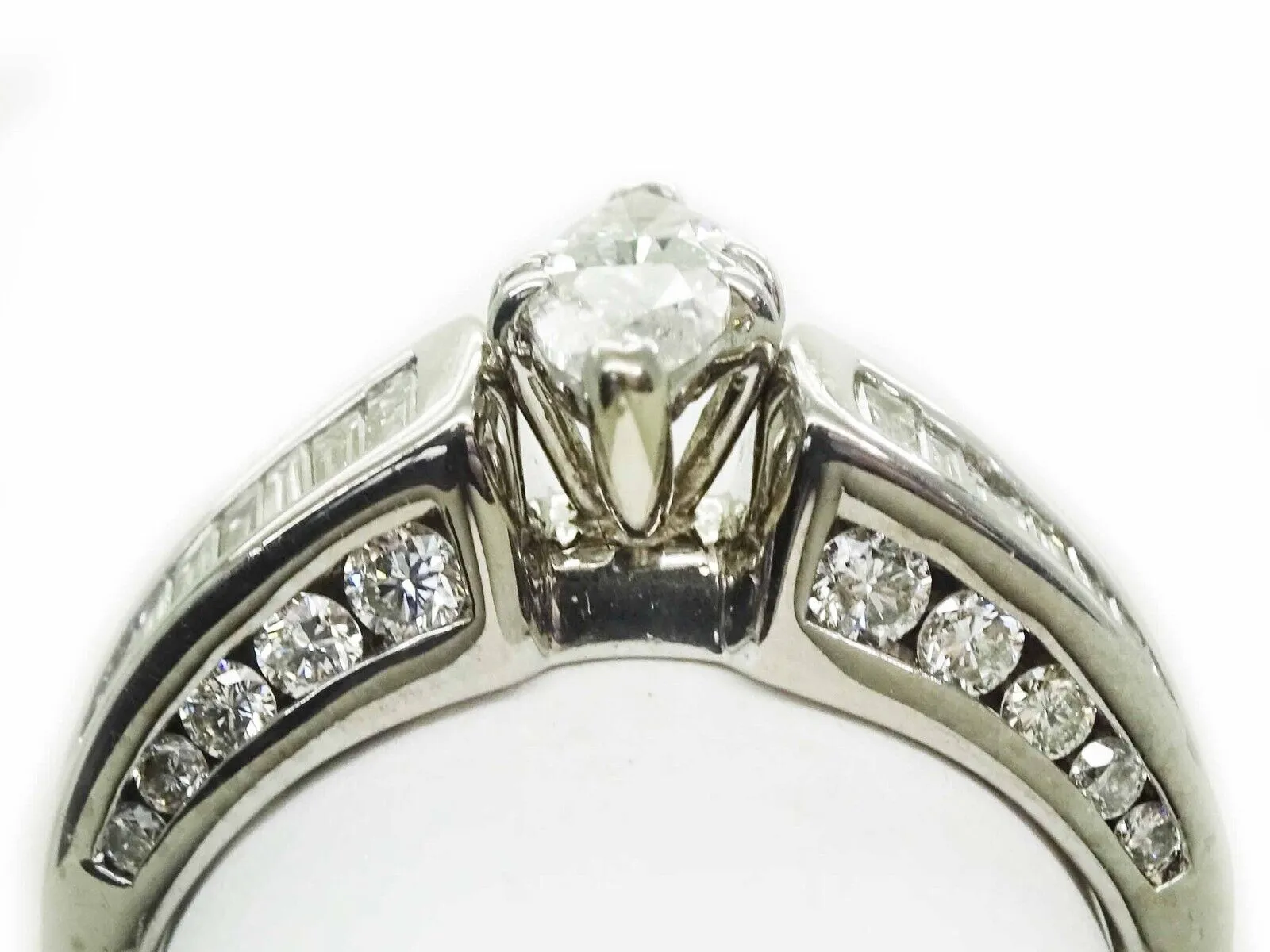 1.50ct tw Natural Diamond 2-Face Trillion Engagement Ring 14k White Gold Sz 8.5