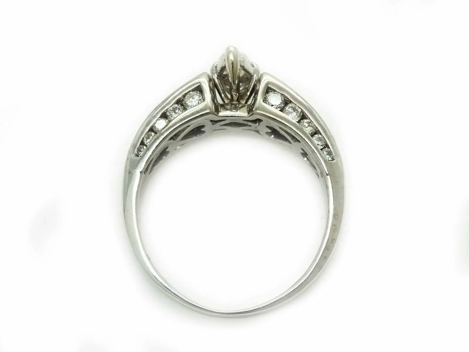1.50ct tw Natural Diamond 2-Face Trillion Engagement Ring 14k White Gold Sz 8.5