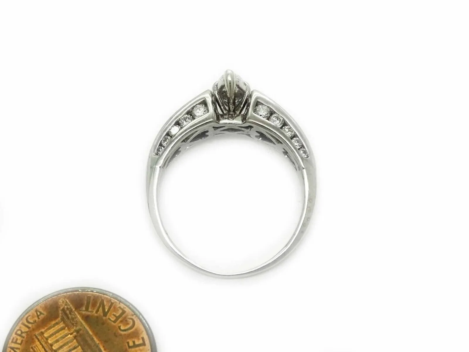 1.50ct tw Natural Diamond 2-Face Trillion Engagement Ring 14k White Gold Sz 8.5