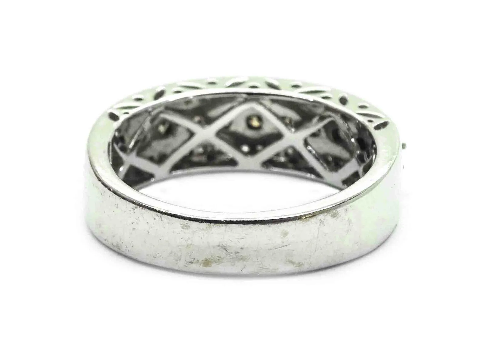 1.65ctw Chocolate & Vanilla Diamond Filigree Band Ring 14k White Gold Size 6.75