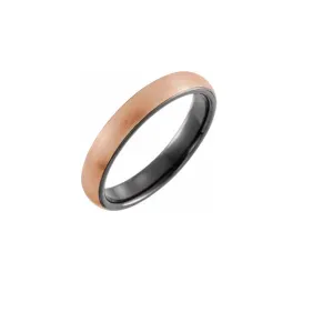 18K Rose Gold PVD & Black PVD Done Shape Tungsten Band