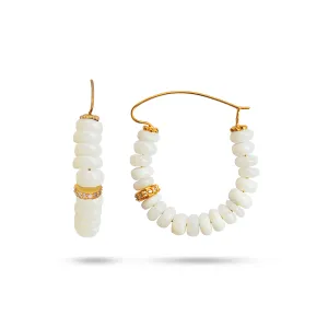 18k yellow gold earrings assembled with opal and zirconium oxide