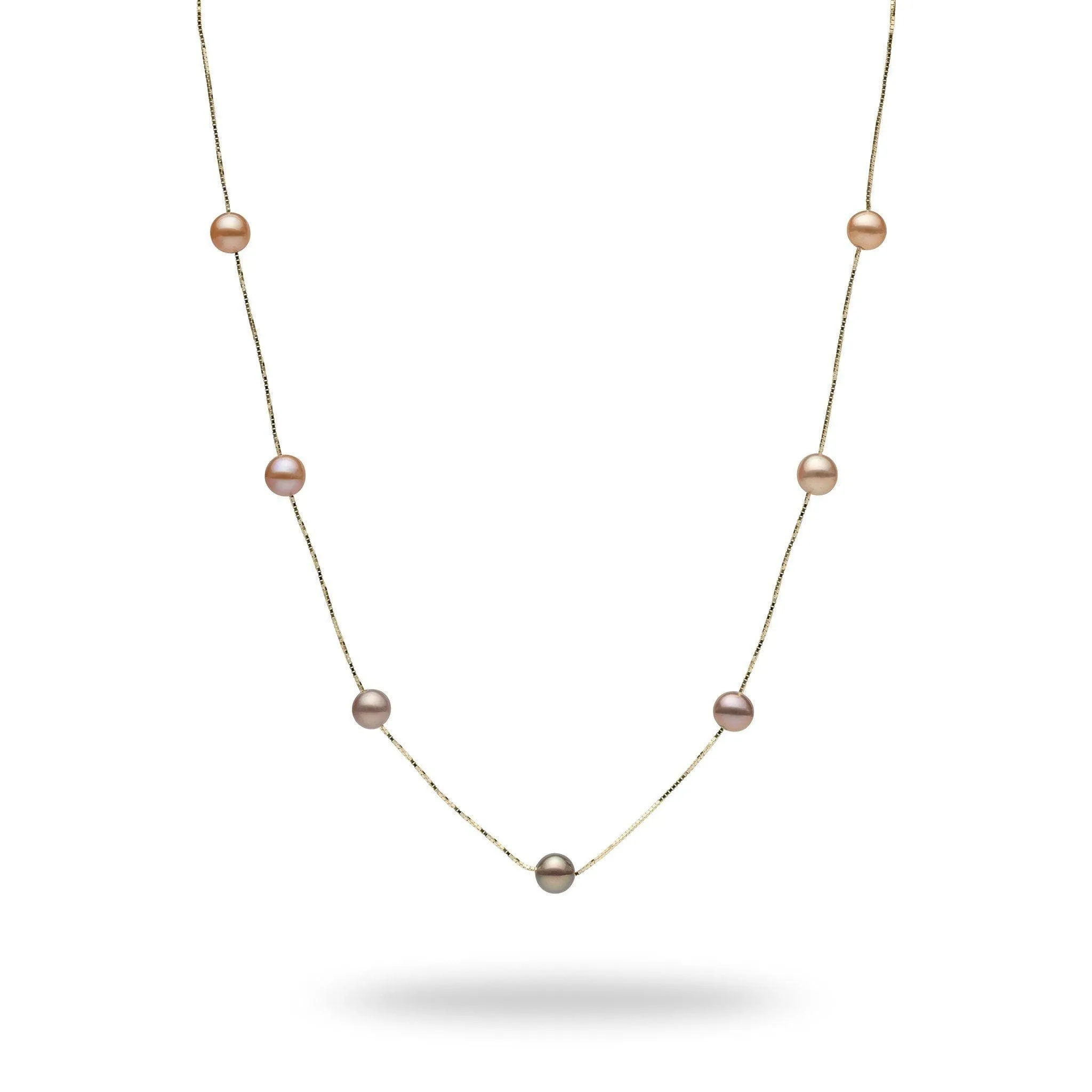 18" Mixed Freshwater Pearl Necklace in Gold - 5-6mm
