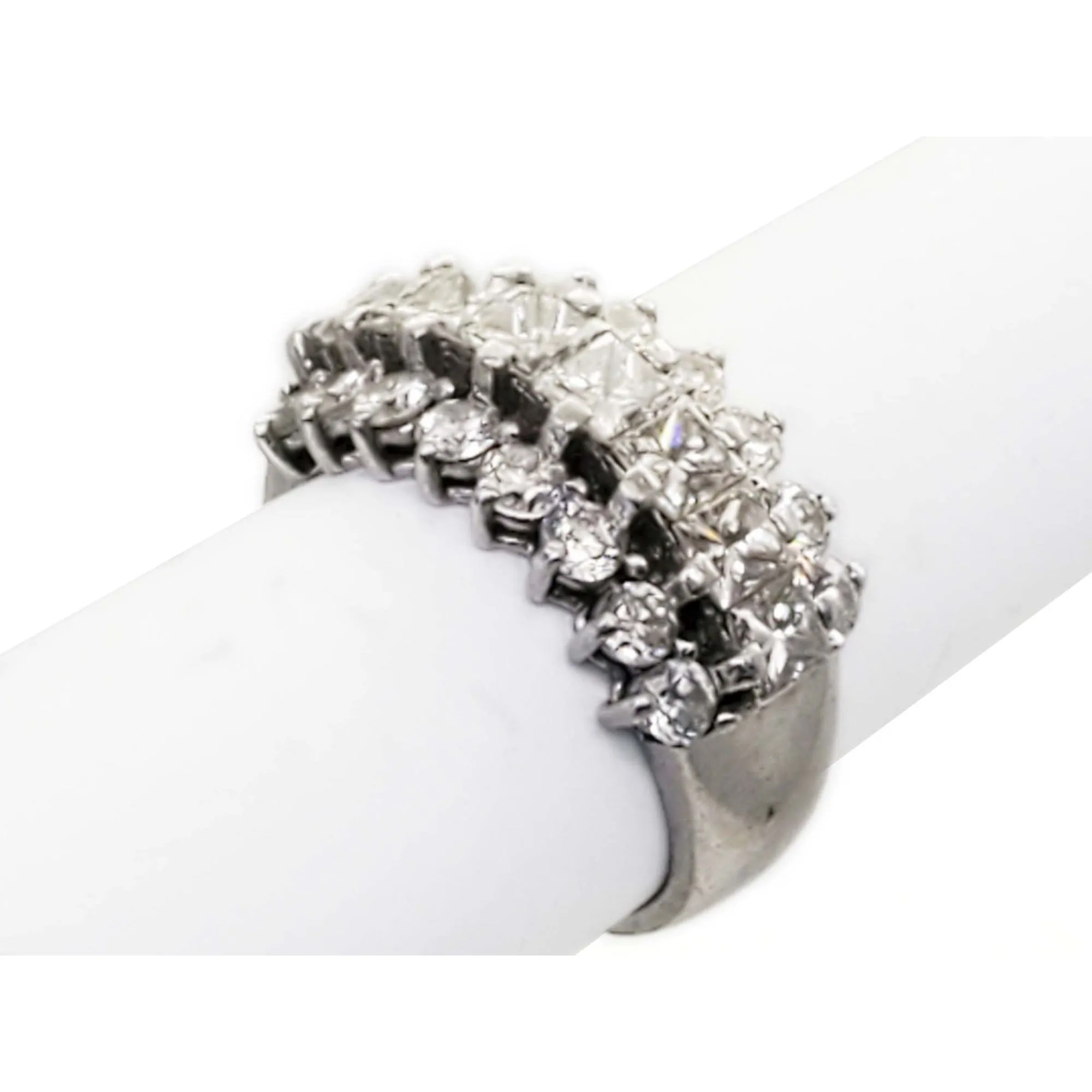 1.97 ctw Natural Diamond 3-Row Style Ring Platinum Size 5.5