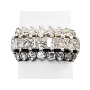 1.97 ctw Natural Diamond 3-Row Style Ring Platinum Size 5.5