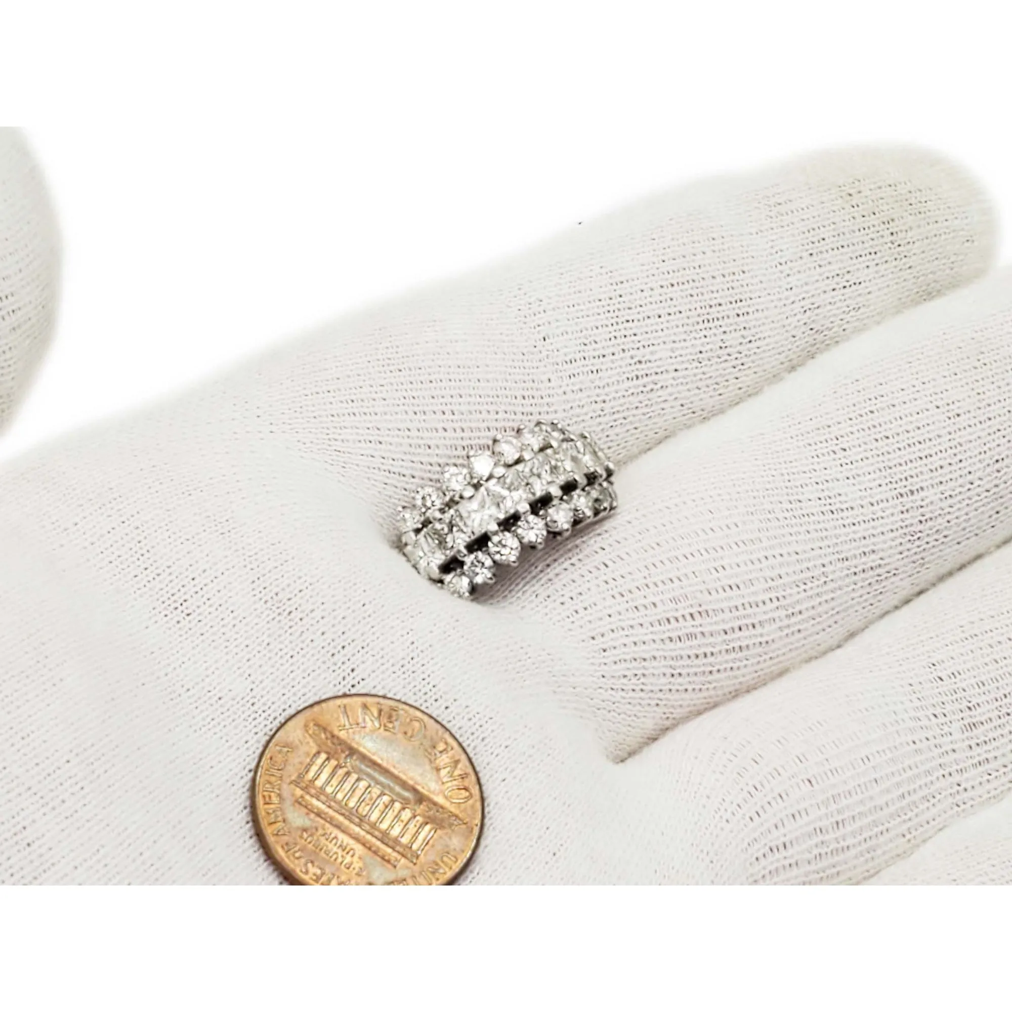 1.97 ctw Natural Diamond 3-Row Style Ring Platinum Size 5.5