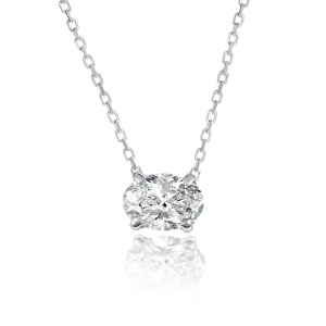 1ct Oval Diamond Pendant White Gold
