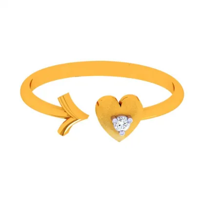 22k Gold Heart & Arrow Open Ring For Women & Girls