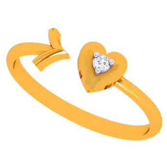 22k Gold Heart & Arrow Open Ring For Women & Girls