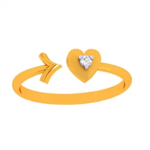 22k Gold Heart & Arrow Open Ring For Women & Girls