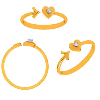 22k Gold Heart & Arrow Open Ring For Women & Girls