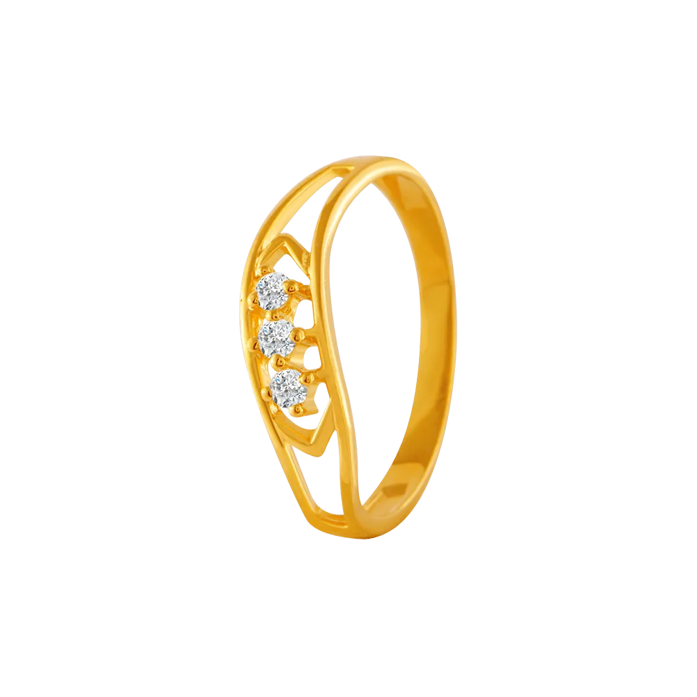 22KT Yellow Gold And American Diamond Ring For Women