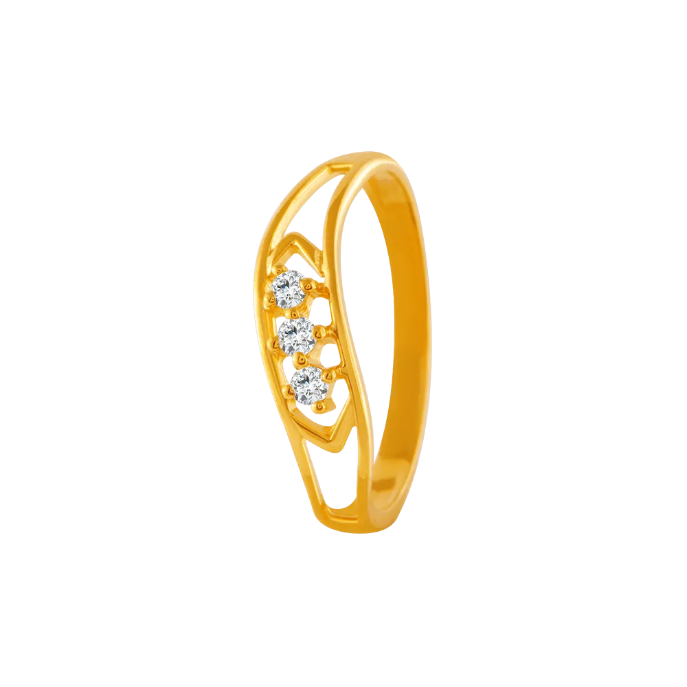 22KT Yellow Gold And American Diamond Ring For Women