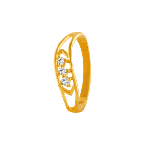 22KT Yellow Gold And American Diamond Ring For Women