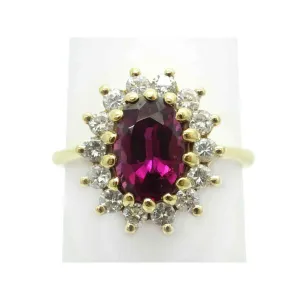 2.39 ctw Oval Natural Ruby & Diamond Halo Band Ring 14k Gold Size 9.25