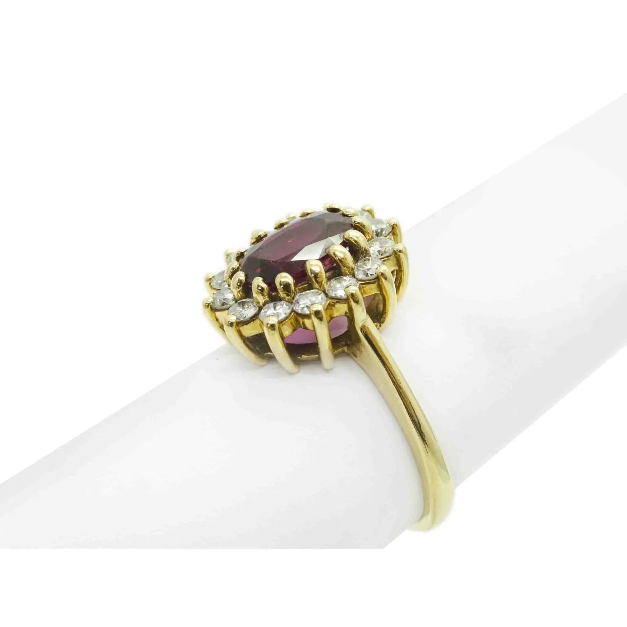 2.39 ctw Oval Natural Ruby & Diamond Halo Band Ring 14k Gold Size 9.25