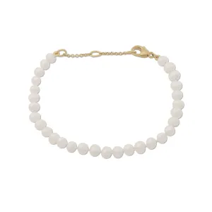 7.5-9" Adjustable White Freshwater Pearl Bracelet in Gold - 4.5-5mm