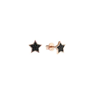 925 Silver earrings gilded with 18k rose gold assembled with black zirconium oxide