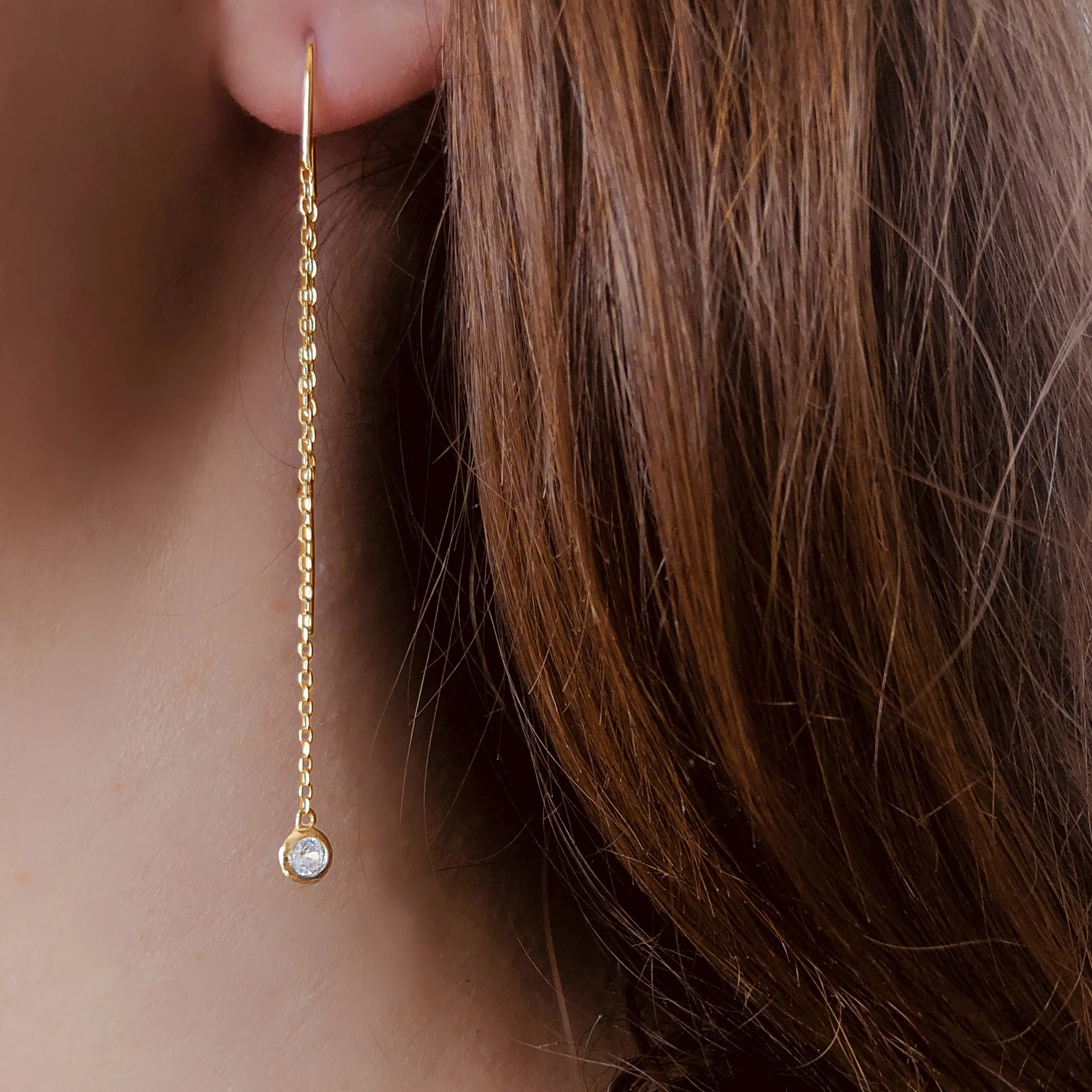 925 Silver earrings gilded with 18k yellow gold assembled with zirconium oxide