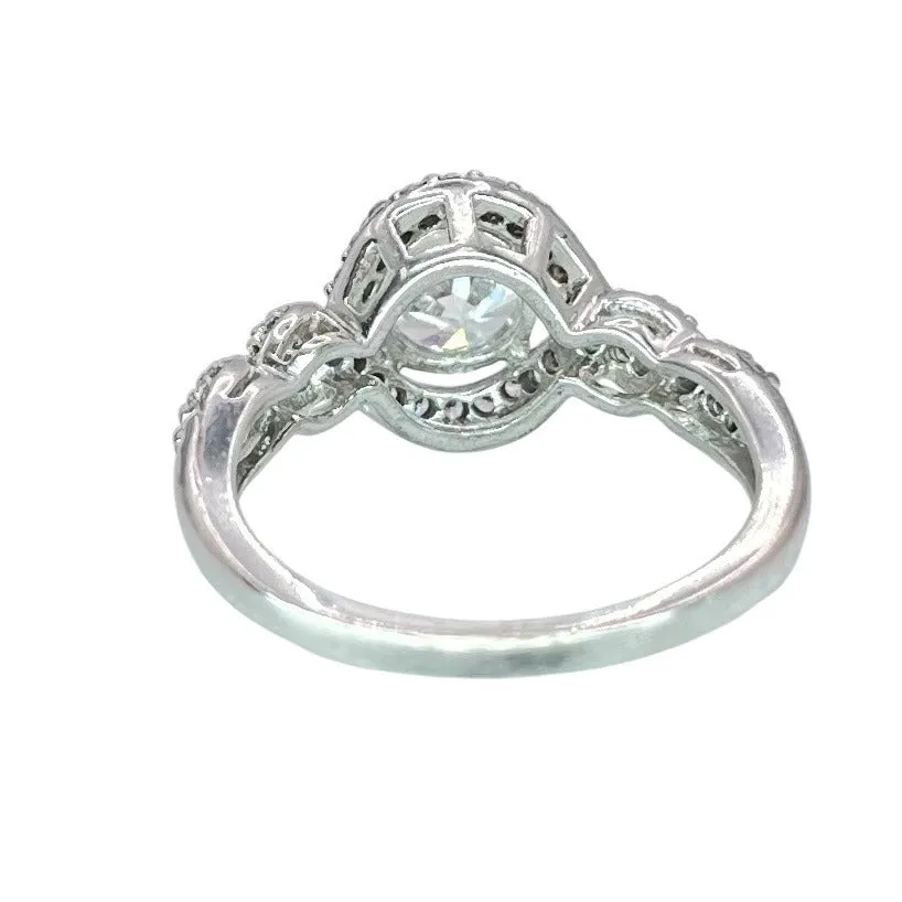 925 Silver Round Cut CZ Halo Ring Size 6.75 Engagement Wedding Twisted Band