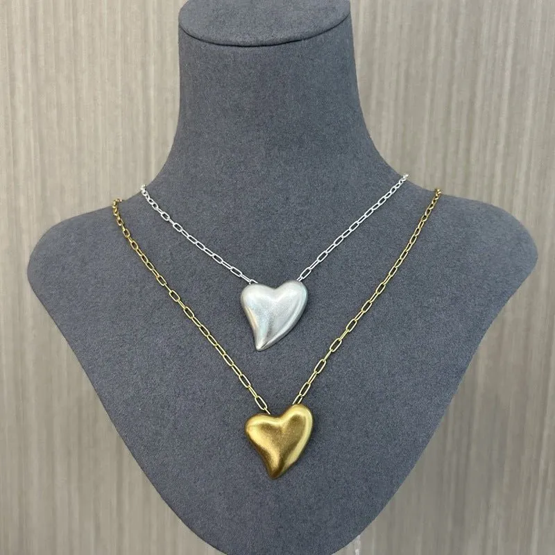 925 Sterling Silver Frosted Love Necklaces